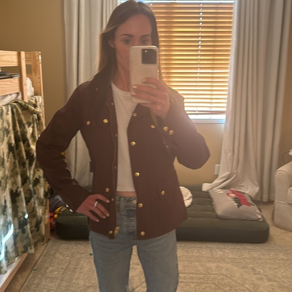 J. Crew The Downtown Field Jacket Waxed Cotton M Burgandy - Picture 4 of 5
